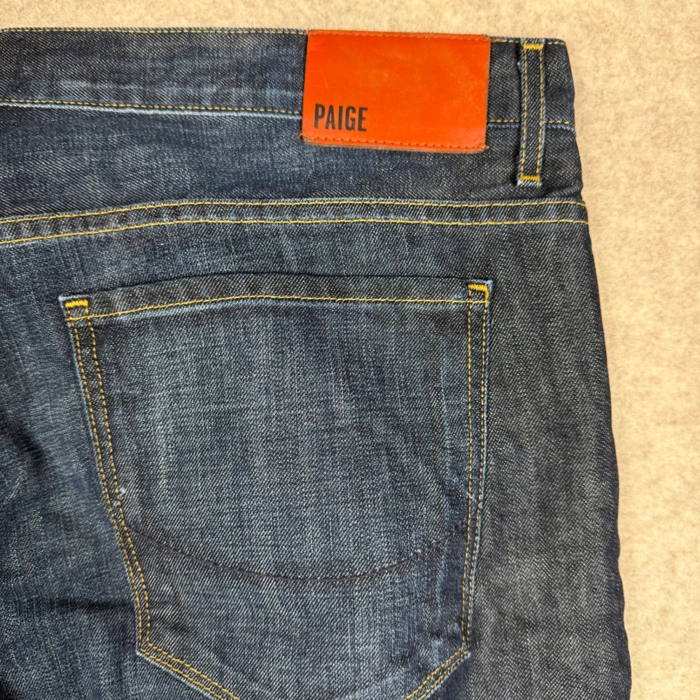 Paige Doheny Jeans 38x30 Straight Leg Dark Indigo Blue Denim Classic Rugged - Picture 5 of 12